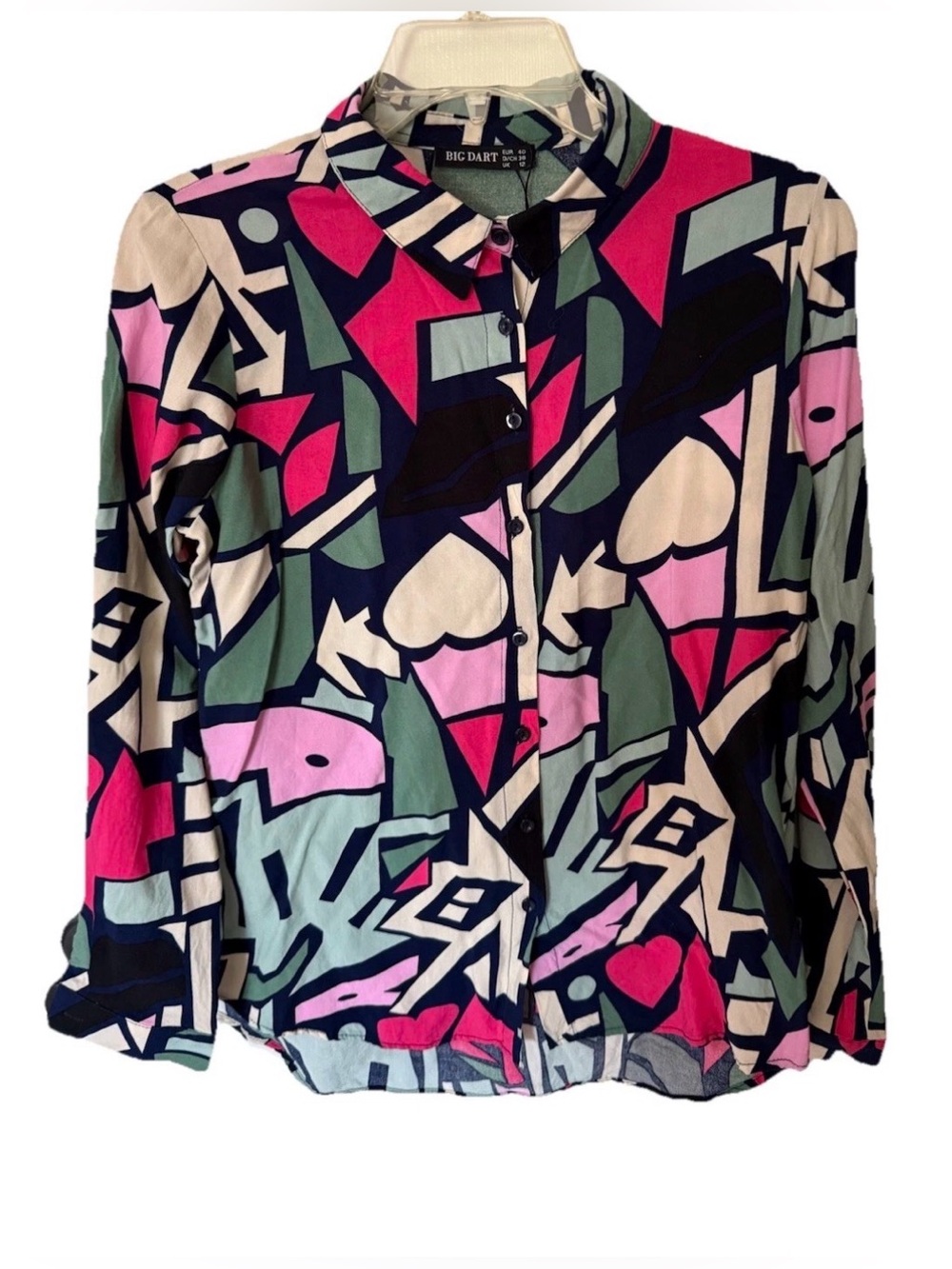 Big Dart Button Up Shirt Multicolor Abstract Long Sleeve Colorful EU40 UK12 US10